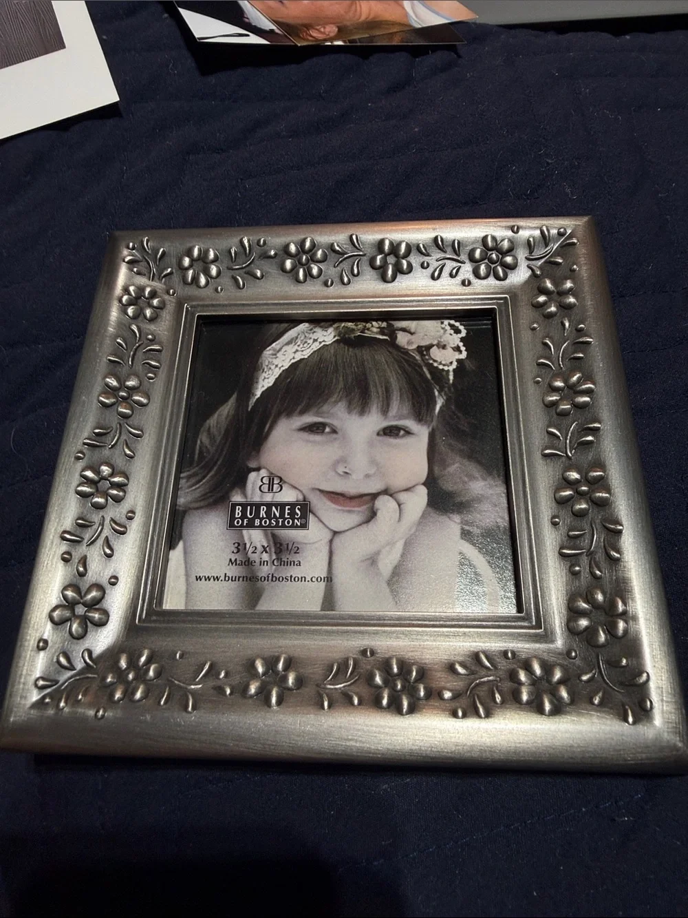 Burnes Of Boston Silver Floral Embossed Picture Frame - Metallic Silver